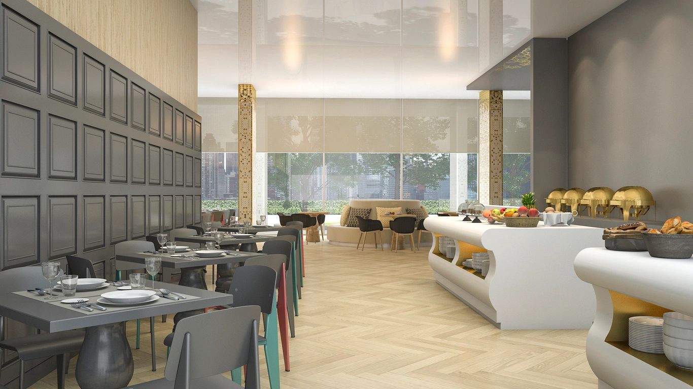 3d rendering luxury buffet restaurant in elegant hote